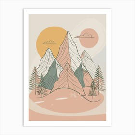 Mountain Landscape Minimalistic Style Art Print