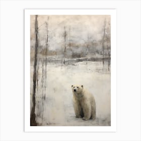 Vintage Winter Animal Painting Polar Bear 1 Art Print