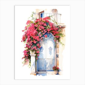 Amalfi, Italy   Mediterranean Doors Watercolour Painting 1 Art Print