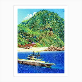Cabilao Island Philippines Pointillism Style Tropical Destination Art Print