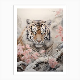 Tiger In Bloom 4 Art Print