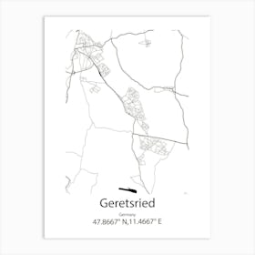 Geretsried,Germany Minimalist Map Art Print