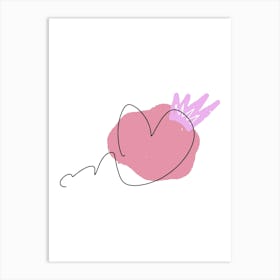 Line art heart with colorful abstract spot Art Print