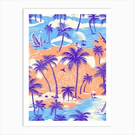 Miami Beach, Florida, California, Inspired Travel Pattern 6 Art Print