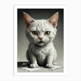 White Cat 3 Art Print