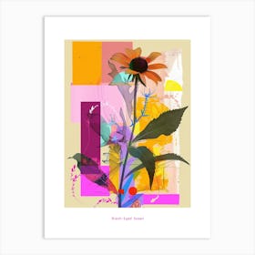 Black Eyed Susan 4 Neon Flower Collage Poster Art Print