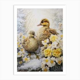 Snowy Winter Duckling 3 Art Print