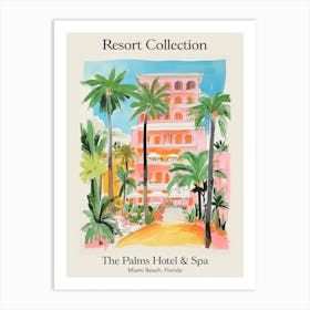 Poster Of The Palms Hotel & Spa   Miami Beach, Florida   Resort Collection Storybook Illustration 1 Art Print