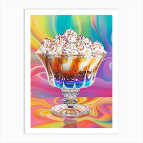 Rainbow Layered Jelly Trifle Retro Collage 3 Art Print