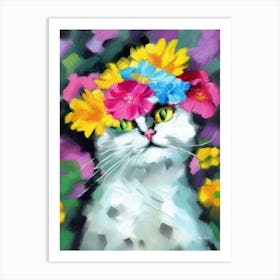 Flower Crown Cat Art Print