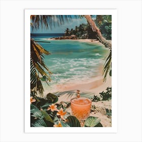 Frangipani Cocktail on the Beach Art Print