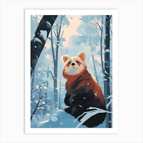 Winter Red Panda 2 Illustration Art Print