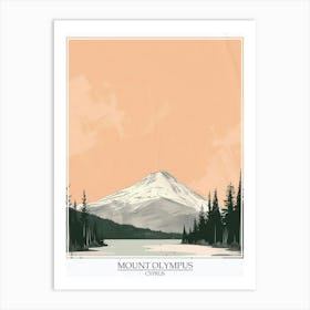 Mount Olympus Cyprus Color Line Drawing 5 Poster Art Print
