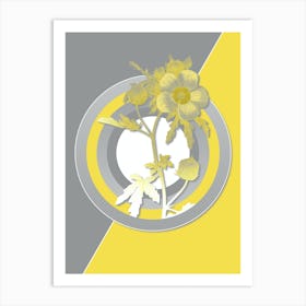 Vintage Venice Mallow Botanical Geometric Art in Yellow and Gray n.355 Art Print