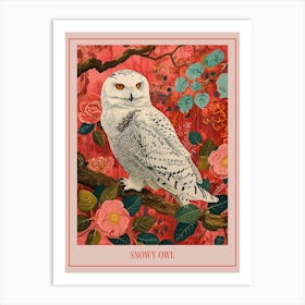 Floral Animal Painting Snowy Owl 3 Poster Art Print