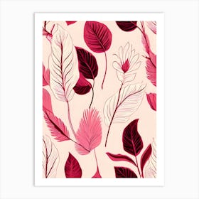 Pink Leaves Seamless Pattern Art Print