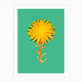 Marigold Flower Yellow Turquoise Art Print