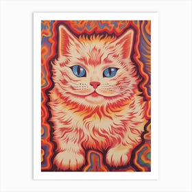 Louis Wain, Kaleidoscope Cat Pink And Orange 1 Art Print