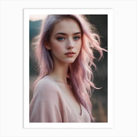 Beautiful Girl With Pink Hair Art Print