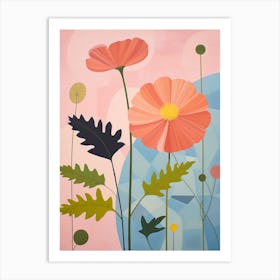 Cosmos 2 Hilma Af Klint Inspired Pastel Flower Painting Art Print