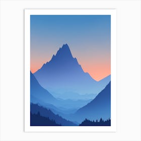 Misty Mountains Vertical Composition In Blue Tone 215 Art Print