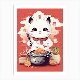 Kawaii Cat Drawings Cooking 4 Art Print