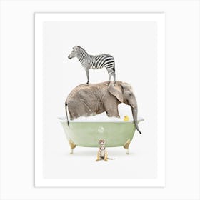 Safari Animals In Simple Tub Art Print