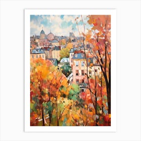 Autumn City Park Painting Parc Des Buttes Chaumont Paris France 3 Art Print