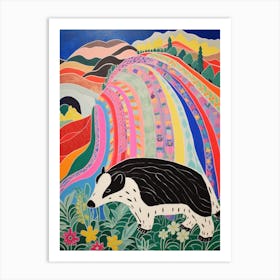 Maximalist Animal Painting Badger 5 Art Print