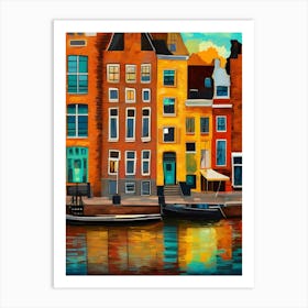 Wall painting print, Amsterdam, Netherlands, landscape art, Van Gogh style, fine art..240 Art Print