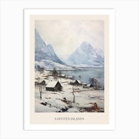 Vintage Winter Painting Poster Lofoten Islands Norway Art Print