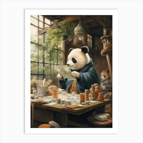 Panda Art Board Gaming Watercolour 2 Art Print