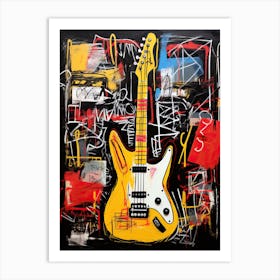 Yellow Electric Guitar Art Print
