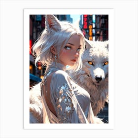 Wolf And Girl 1 Art Print