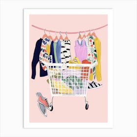 Shopping Cart With Clothes Art Print