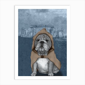 English Bulldog With Stonehenge Art Print