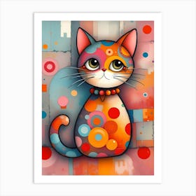 Cosmic Whiskers: The Kaleidoscope Cat Art Print