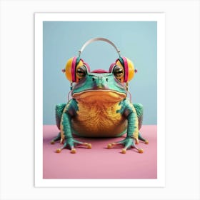 Frog With Headphones 3 Art Print