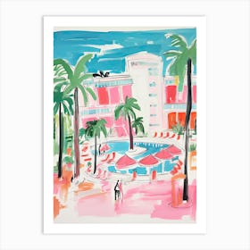 The Fontainebleau Miami Beach   Miami Beach, Florida   Resort Storybook Illustration 3 Art Print