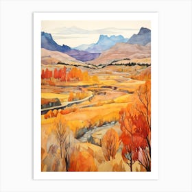 Autumn National Park Painting Torres Del Paine National Park Chile 2 Art Print