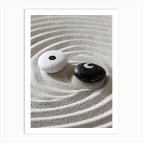 Zen - Black And White Stones Art Print