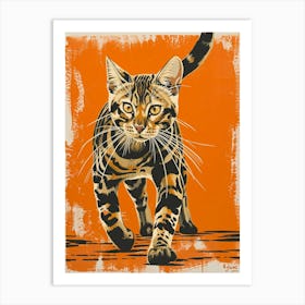 Bengal Cat Relief Illustration 1 Art Print