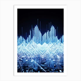 Abstract Cyber Concept Retro Futuristic Geometric Shapes Dots And Lines Creating A Digital Wave I (1) Art Print