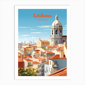 Lisbon Portugal Townscape Travel Art Illustration Art Print