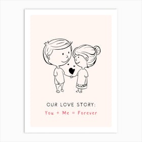 Our Love Story You Me Forever Line Art Print