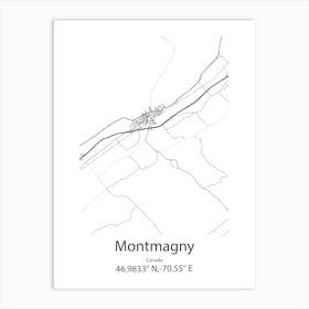 Montmagny,Canada Minimalist Map Affiche