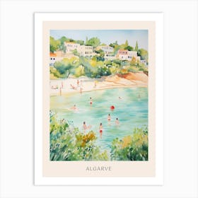 Swimming In Algarve Portugal Watercolour Poster Art Print