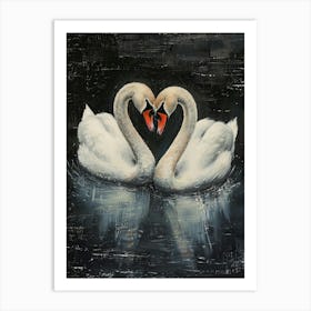 Heart Swans Art Print