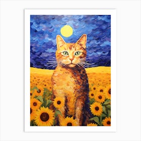 Cat Sunflowers Wall Art 9 Art Print