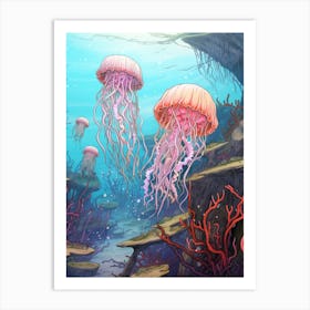 Irukandji Jellyfish Cartoon 4 Art Print